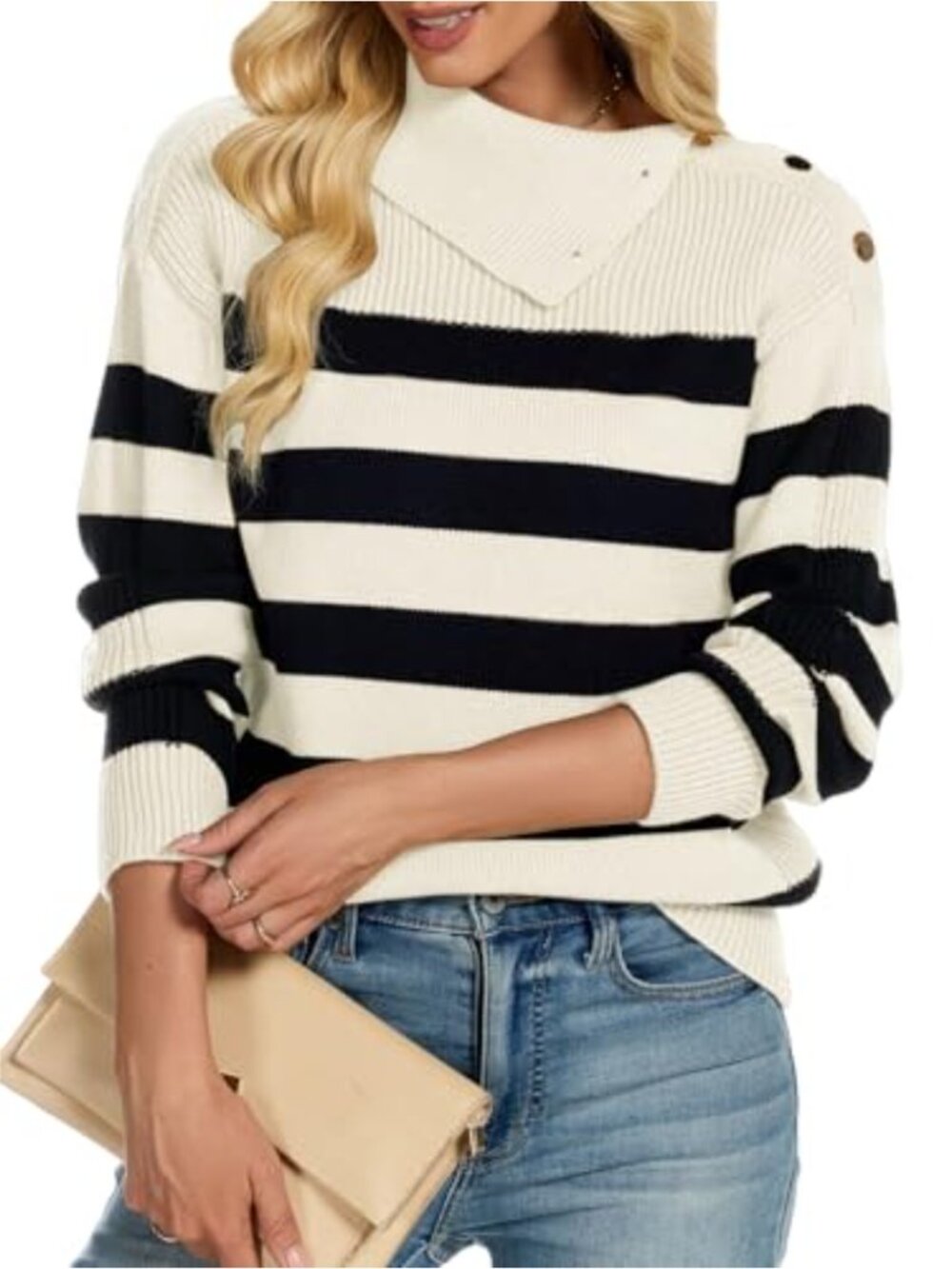 Soft Thick Knit Convertible Turtleneck Pullover Sweater